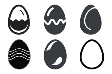 Fototapeta premium Egg Icon Set Minimalist Variations in Black and White