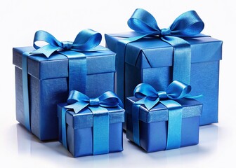 Elegant Blue Gift Boxes PNG: Premium Quality Product Photos for E-commerce & Design