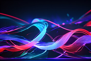 Naklejka premium Rainbow colored waves, different colored waves, purple waves, shining waves, beautiful waves,high quality,generative ai
