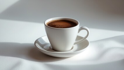 Espresso and americano in a coffee cup, minimalist background, selective focus