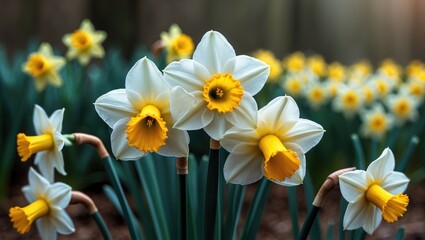 Fototapeta premium Blossoming Daffodils at Mont Rachais