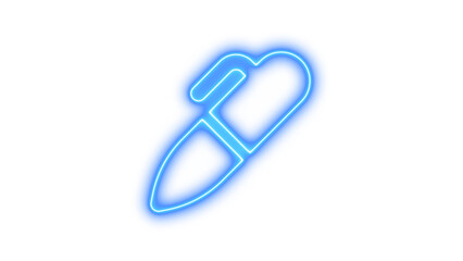 Neon marker icon blue color glow with transparent background