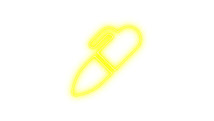 Neon marker icon yellow color glow with transparent background