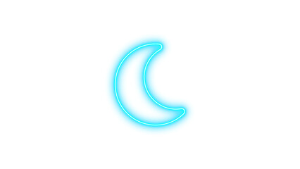 Fototapeta premium Neon moon icon cyan color glow with transparent background