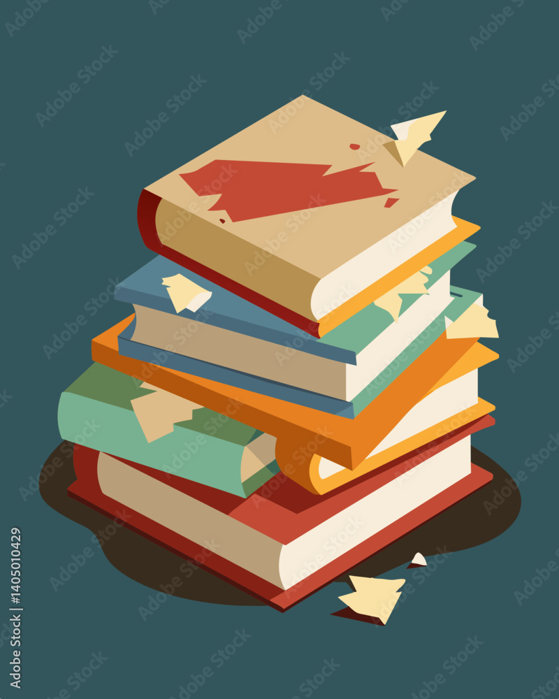 Poster a mound of outdated textbooks their pages worn and torn no longer sought after in the age of digital