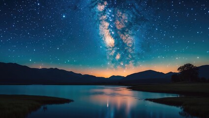 Stars' movement in the night sky observed from the mountains