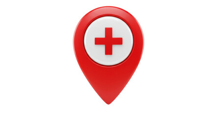 Isolated Red Location Pin with Plus Sign