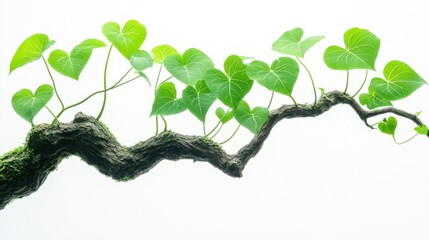 Green Vine with Heart Shaped Leaves on Dark Branch