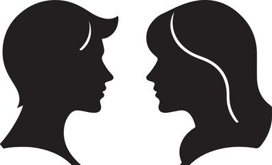 Facing Profiles Vector