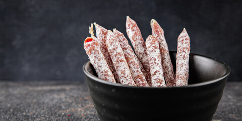 Dried sausage aperitif salami meat product natural food dish organic product fresh tasty gourmet...