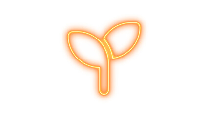 Neon seedling icon brown color glow with transparent background
