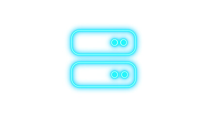 Neon server icon cyan color glow with transparent background