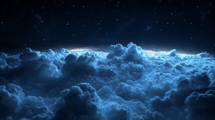 Obraz premium Dark Blue Night Cloudscape With Glowing Horizon