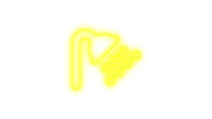 Neon shower icon yellow color glow with transparent background
