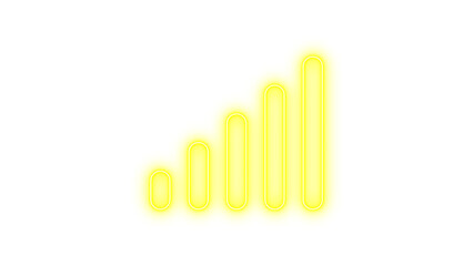 Neon signal icon yellow color glow with transparent background
