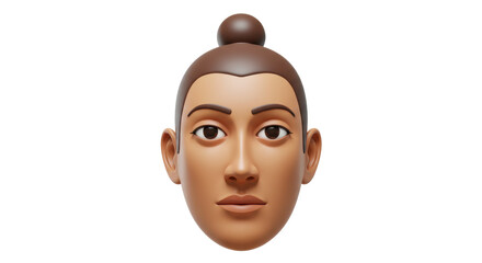 Isolated 3D Head with Bun