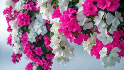 Large bougainvillea bush on a solitary backdrop with blank space and clipping path.