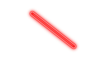 Neon slash icon red color glow with transparent background