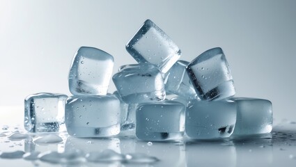 Isolated pile of crushed natural ice cubes on background