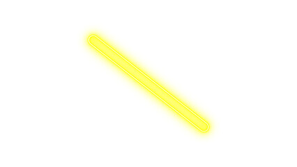 Neon slash icon yellow color glow with transparent background