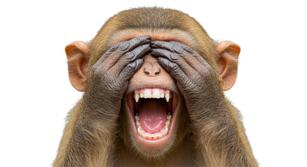 Isolated Monkey Covering Eyes © Lena