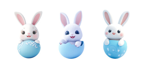 Obraz premium Easter bunny Modern egg bunnies for kids Rabbit hare character Cute animal on transparent background