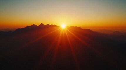 Obraz premium Majestic Mountain Sunset with Golden Rays