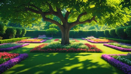 Obraz premium Exquisitely maintained park garden