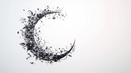 Abstract Crescent Moon Design with Black Dots