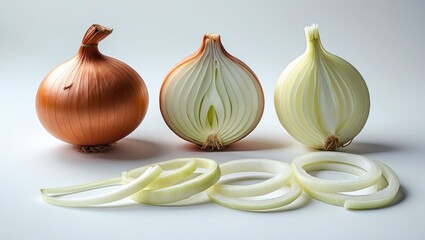 Obraz premium White background featuring fresh raw onion