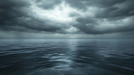 Dark Stormy Ocean Under Grey Clouds