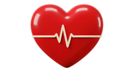 Isolated Red Heart with ECG Line