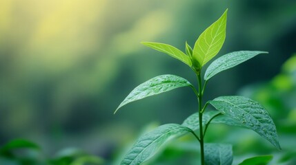 Close Up of Vibrant Green Tea Plant Leaves