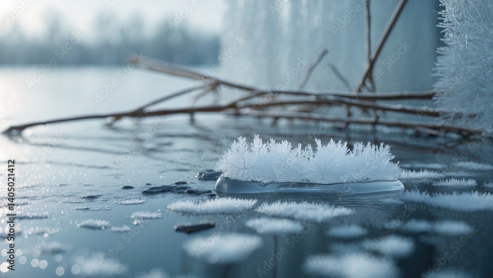 Aufkleber time lapse of frost patterns: realistic snowflake designs forming on ice