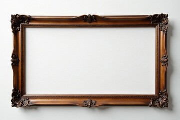 Antique wooden picture frame, long, narrow, horizontal, canvas removed , picture frame, object