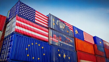 American and European Union flagged containers