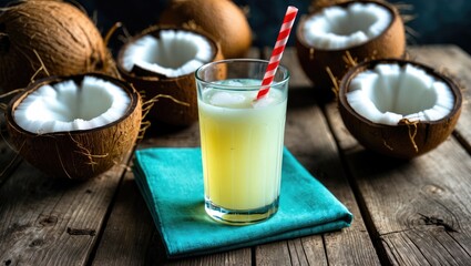 Glass of Fresh Organic Coconut Water