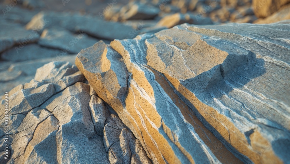 Poster detailed close-up of a textured surface displaying the complex patterns and hues of natural stone.