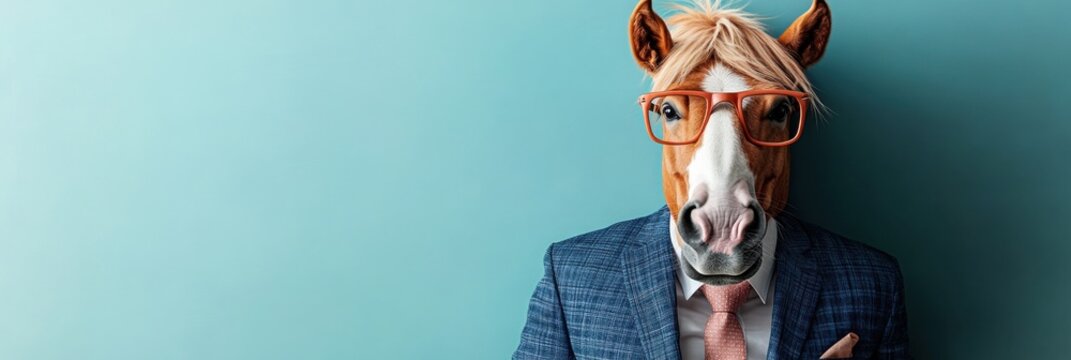 Horse gives a business presentation by a whiteboard filled with charts in a professional setting - Powered by Adobe