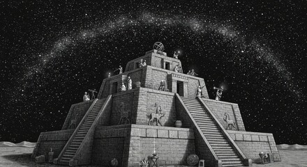 Babylonian Astronomers Observing Stars from a Ziggurat