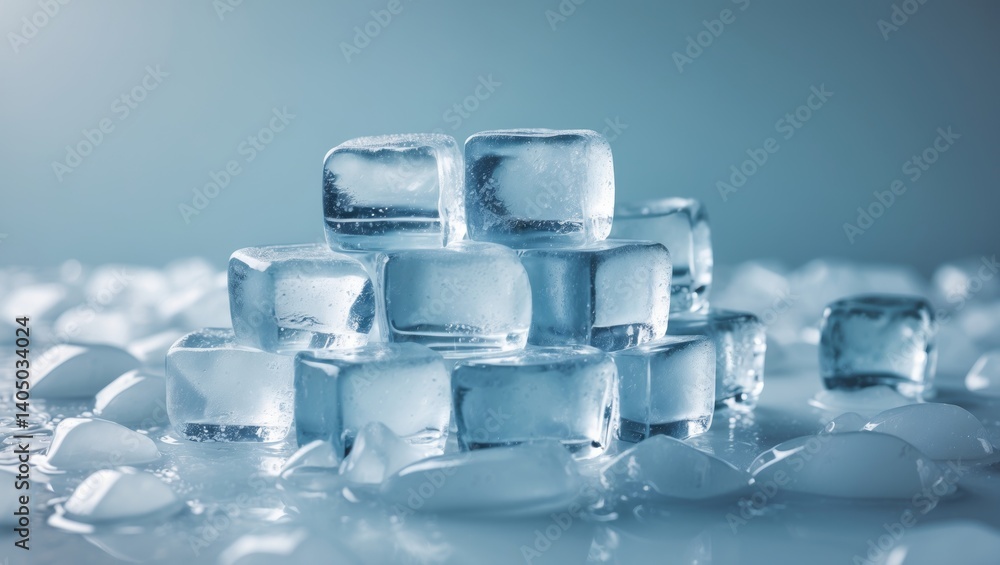 Poster setting of ice cubes