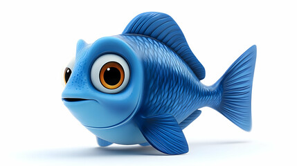 Playful Blue Cartoon Fish: Cheerful 3D Render
