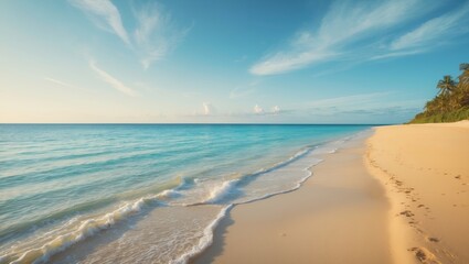 Obraz premium Stunning beach scenery. Pristine landscape featuring an unoccupied tropical shore.
