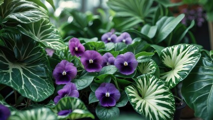 Stunning house plant flowers in full bloom featuring variegated foliage