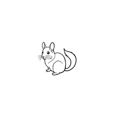 Chinchilla, one line art, and no color on white background