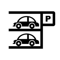 Simple multi-level parking lot silhouette icon. Vector.