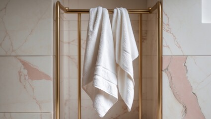 Pristine white towel hanging on a rack