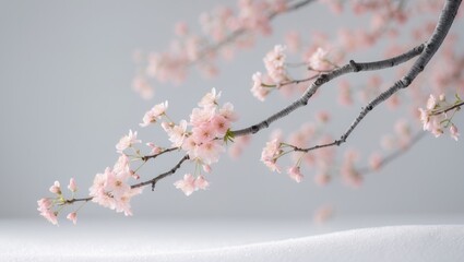 Obraz premium Close-up of pink cherry blossom flowers on a white background with clipping path and copy space