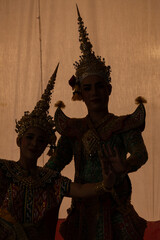 Thai Khon performers in elaborate Rama costumes