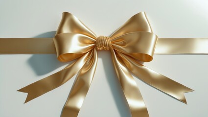 Stunning golden ribbons with bow on a backdrop, aerial perspective